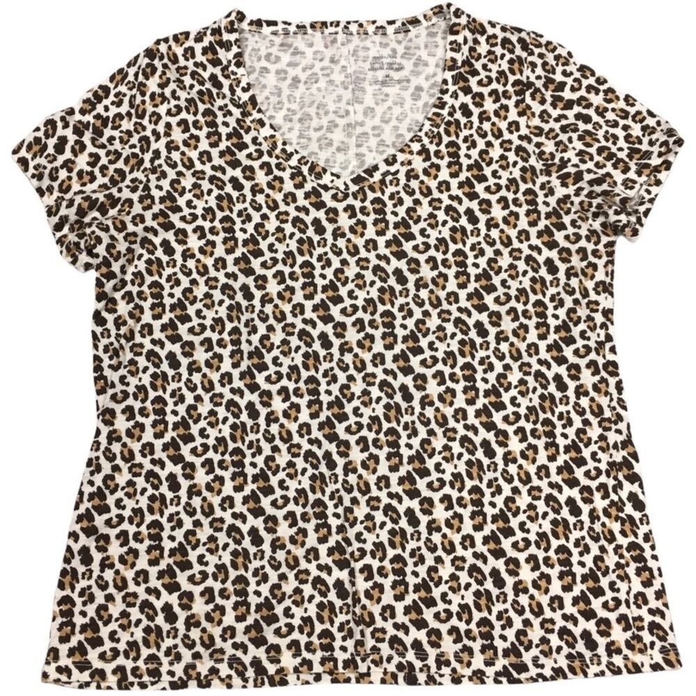 Banana Republic Malibu Tee Cotton Modal Animal Print Short Sleeve Shirt Womens M